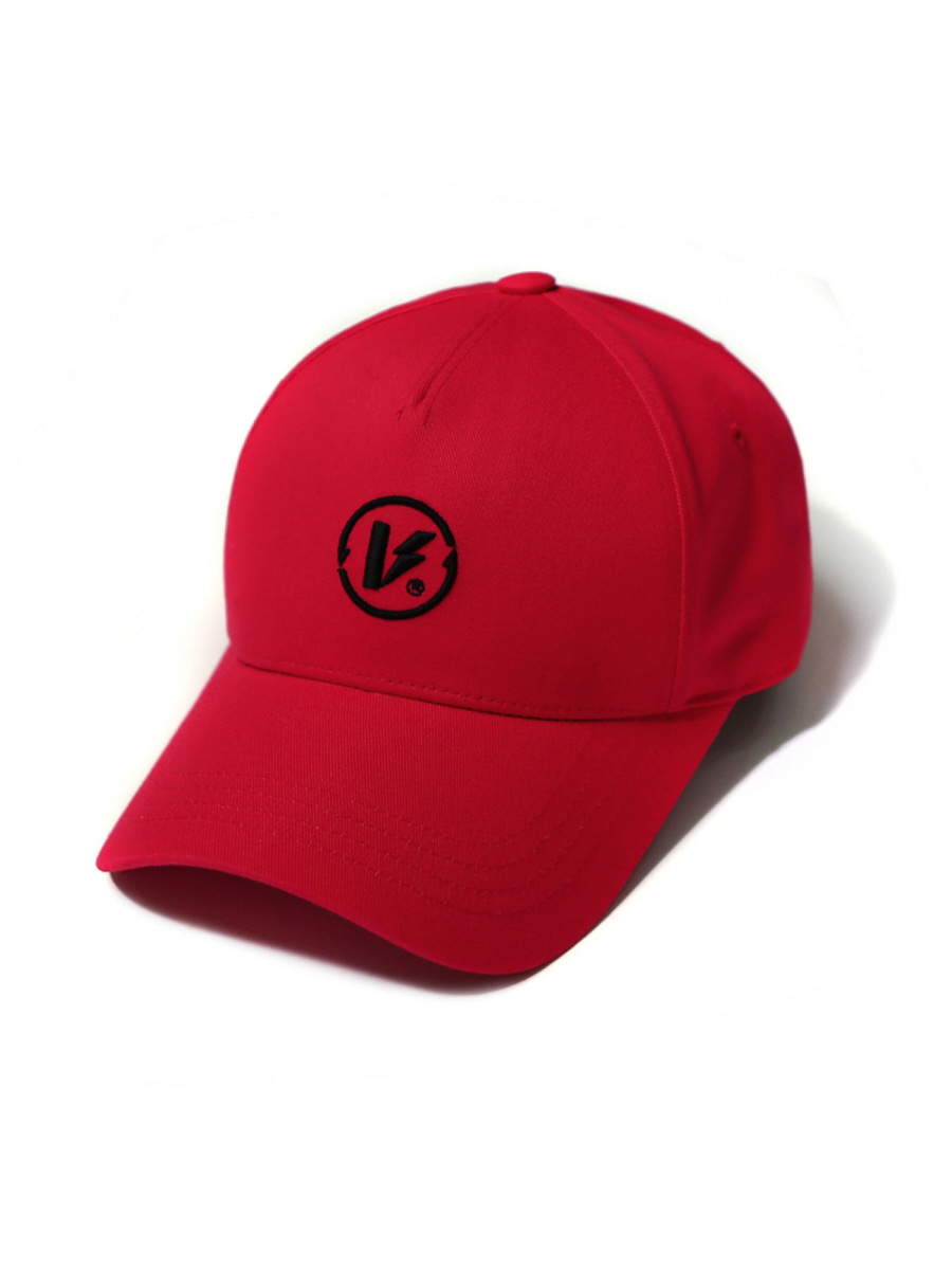 EMBROIDERED LOGO BALL CAP RED(5 PANEL)