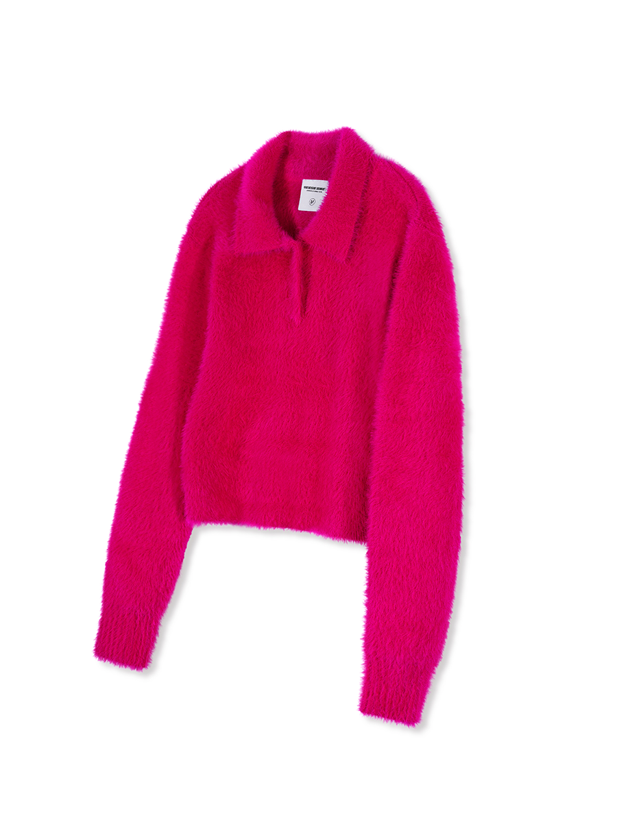 CROPPED COLLAR KNIT SWEATER MAGENTA(FOR WOMEN)