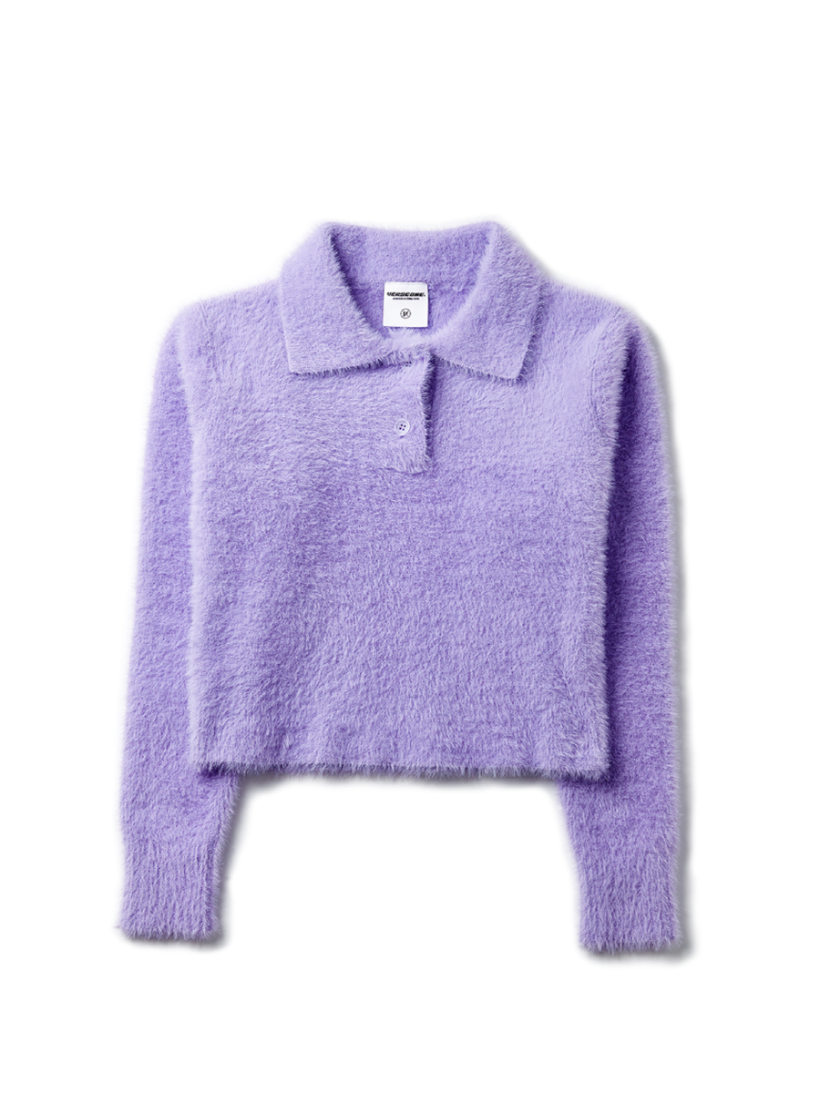 CROPPED COLLAR KNIT SWEATER LAVENDER(FOR WOMEN)