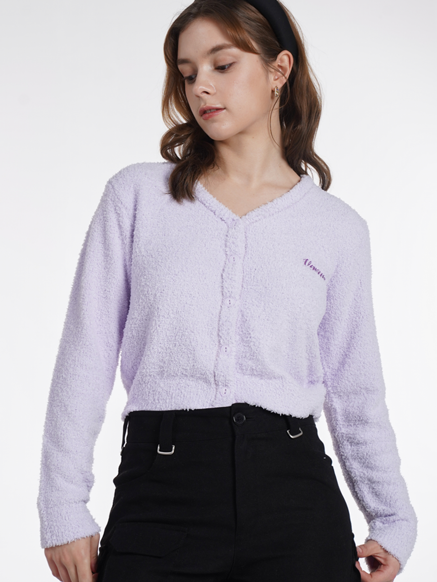 EMBROIDERED LOGO CARDIGAN LAVENDER(NEW)