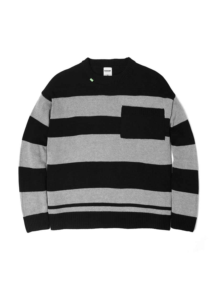 OVERSIZED CROPPED KNIT SWEATER BLACK/GREY(2 COLOR)