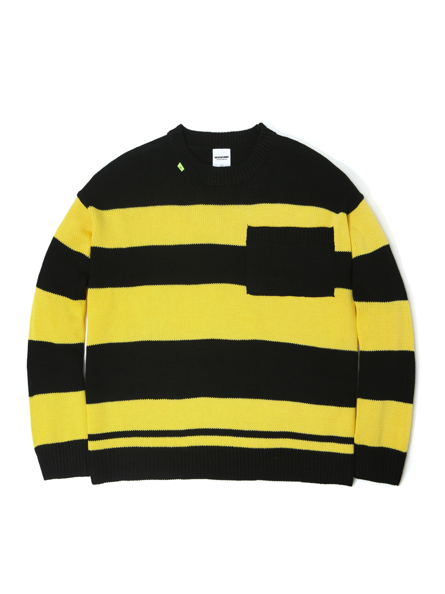 OVERSIZED CROPPED KNIT SWEATER BLACK/YELLOW(2 COLOR)