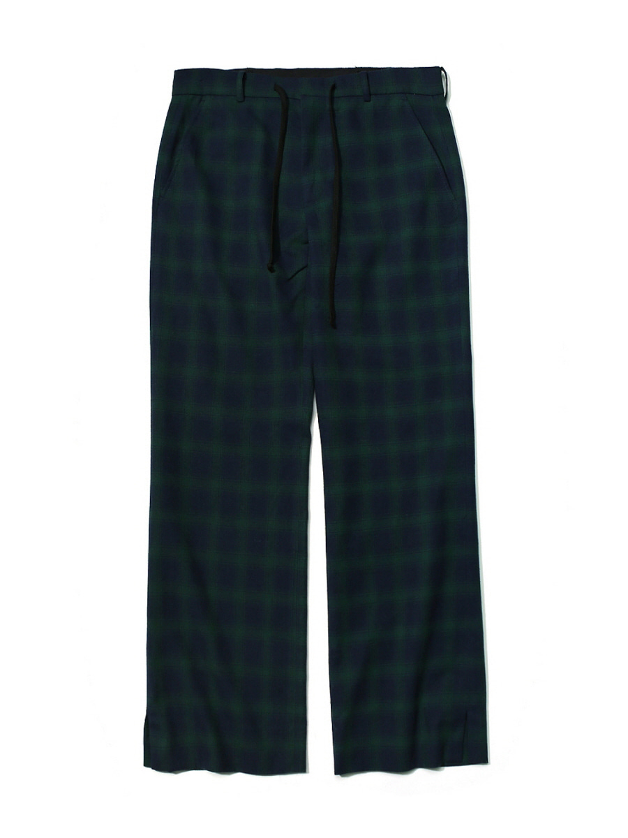 CHECK PATTERN RELAXED TROUSERS GREEN