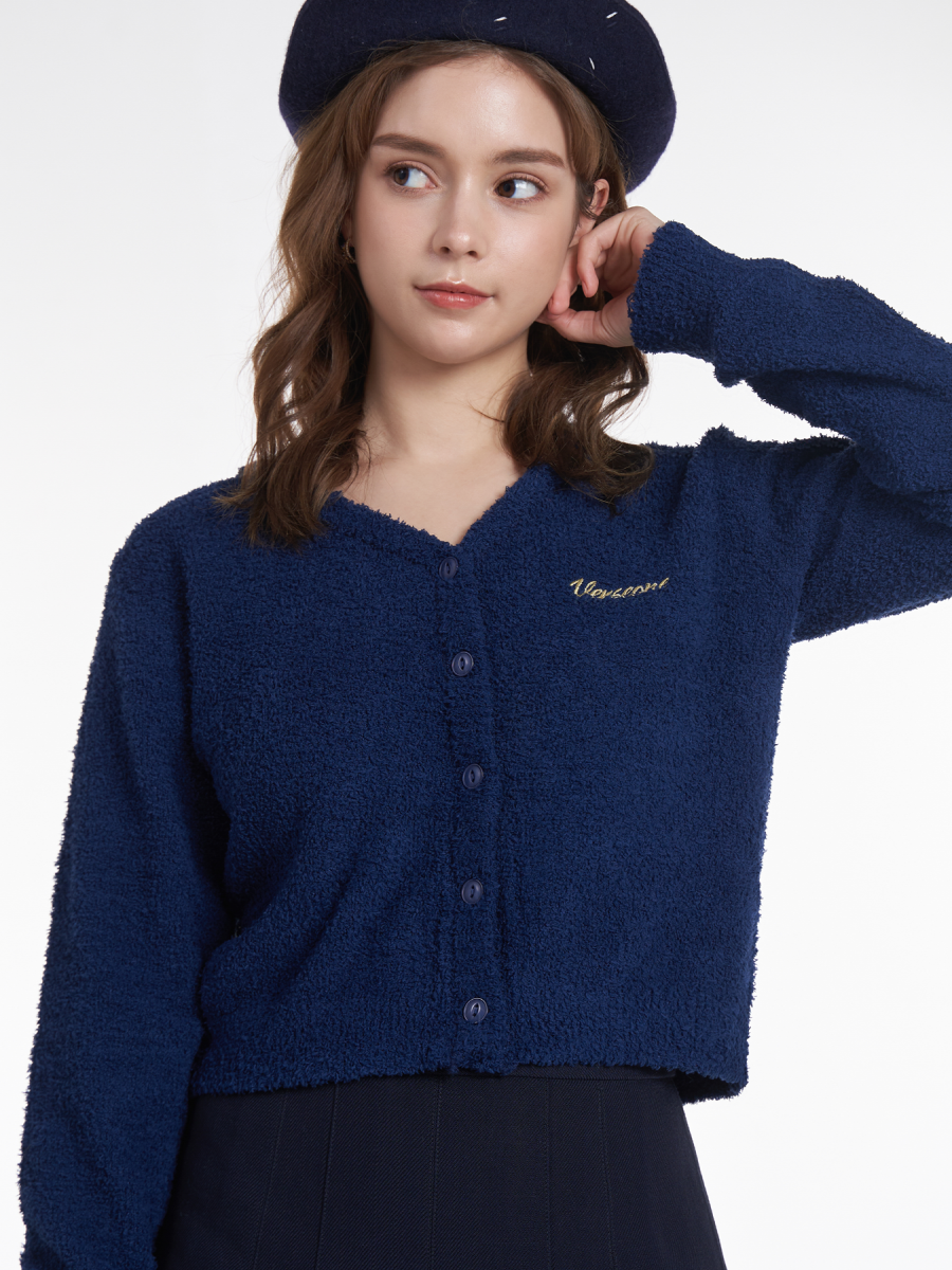 EMBROIDERED LOGO CARDIGAN NAVY(NEW)
