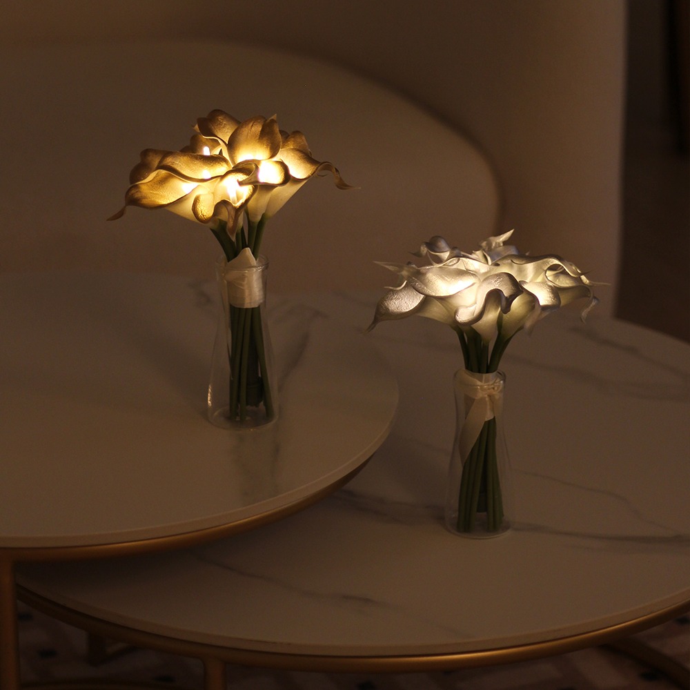 [12월 11일이후 순차발송] 샤이니 골드 실버 카라 부케 LED 무드등 - shiny gold / silver calla bouquet LED lights