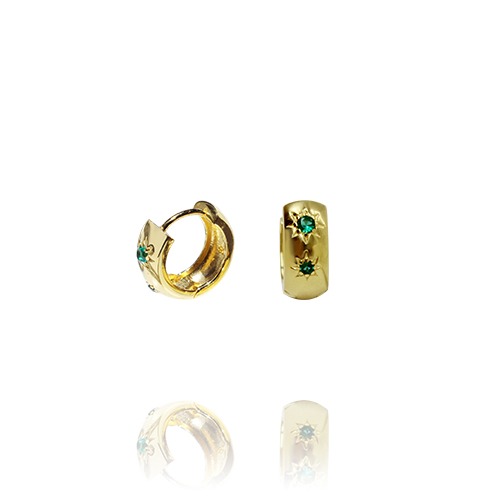 볼드 그린 링 E ( Bold green ring earrings )