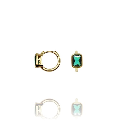 그린 스퀘어 링 E ( Green square ring earrings )