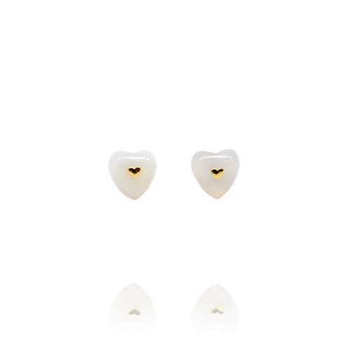 화이트 제이드 하트 E  ( White jade heart earrings )