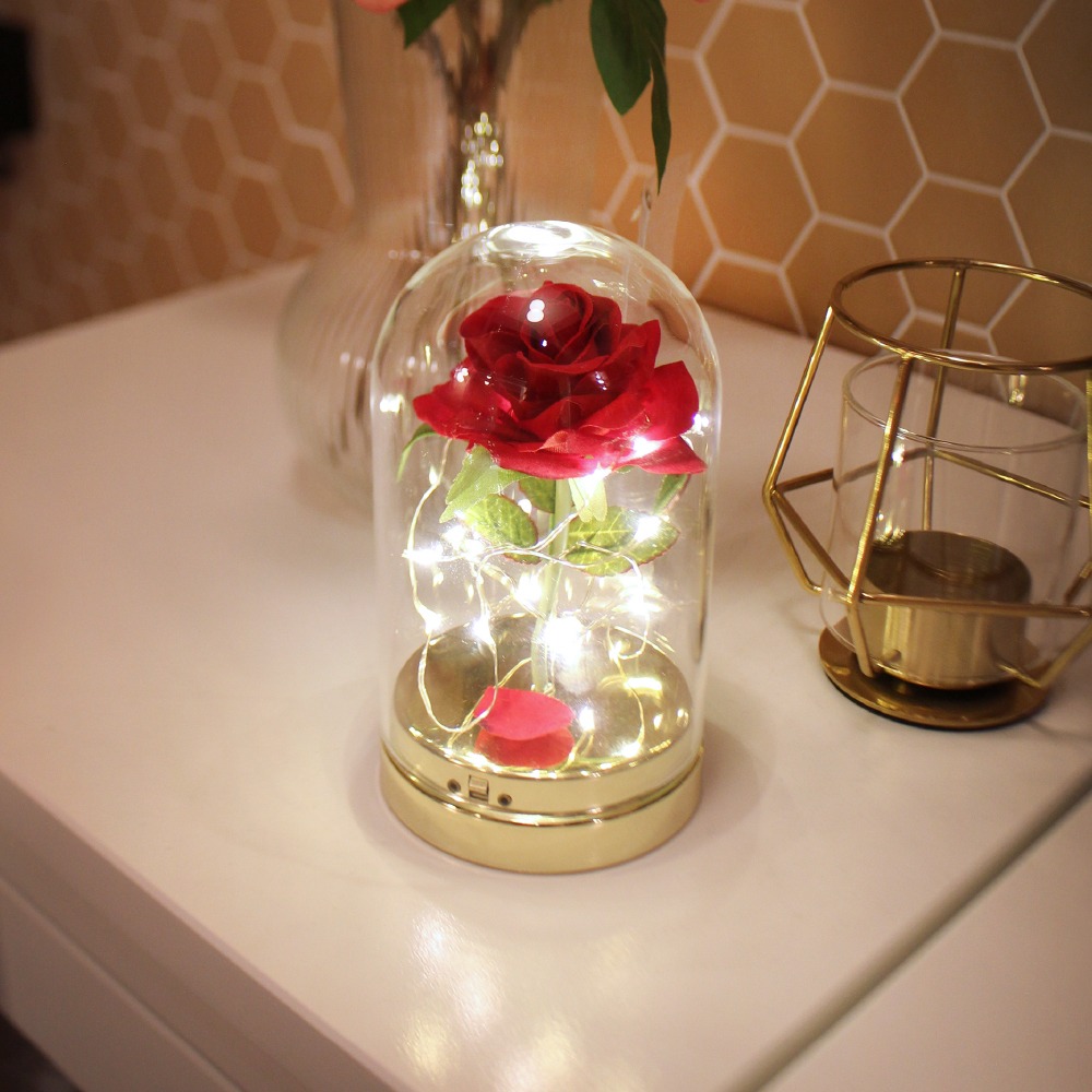 레드 트윙클 로즈 돔 LED 무드등 - red twinkle rose dome LED