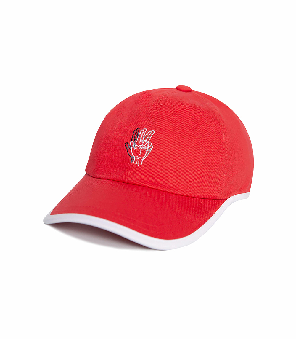ROUND PATCH HAND LOGO BALL CAP (RED)