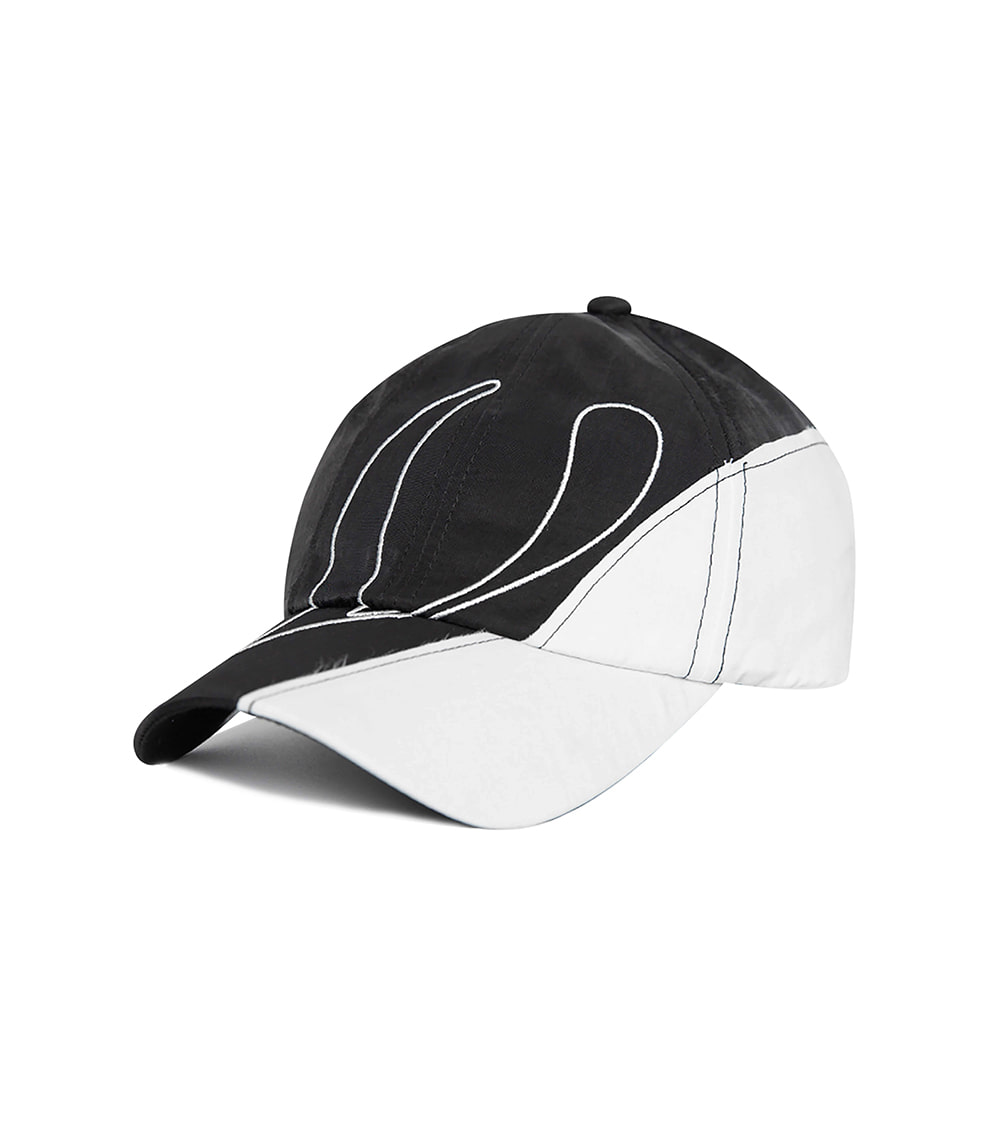 V LOGO PIECE BALL CAP (BLACK &amp; WHITE)