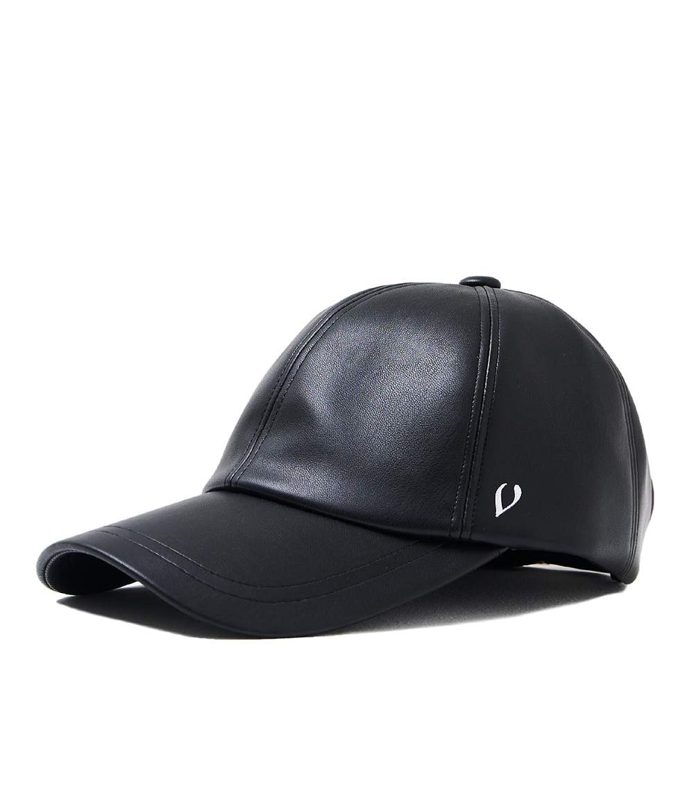 BLACK LINE - SOFT LEATHER BALL CAP (BLACK)