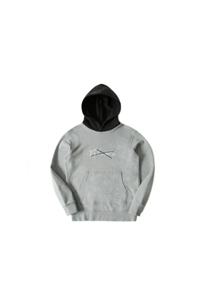 X COLOR COMBINATION HOODIE (GRAY&amp;CHARCOAL)