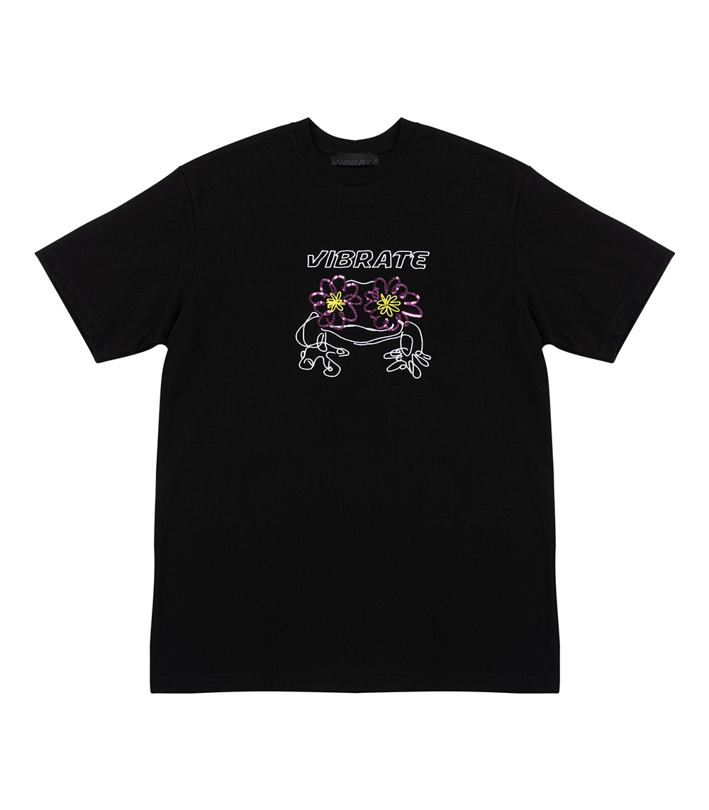 POP-EYES FROG LOGO WITH SEQUIN T-SHIRT (BLACK)
