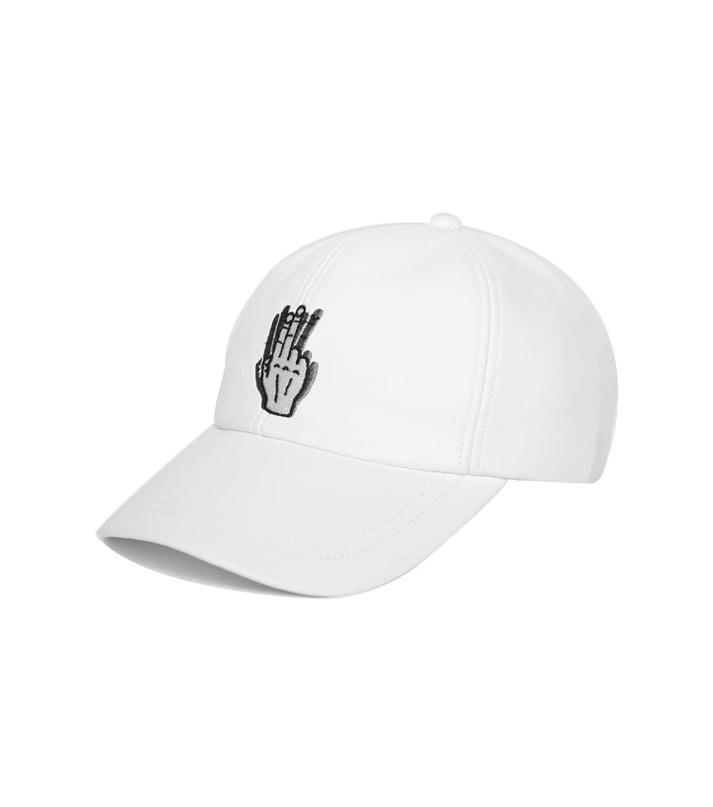 HANDSHAKE LEATHER BALL CAP (WHITE)