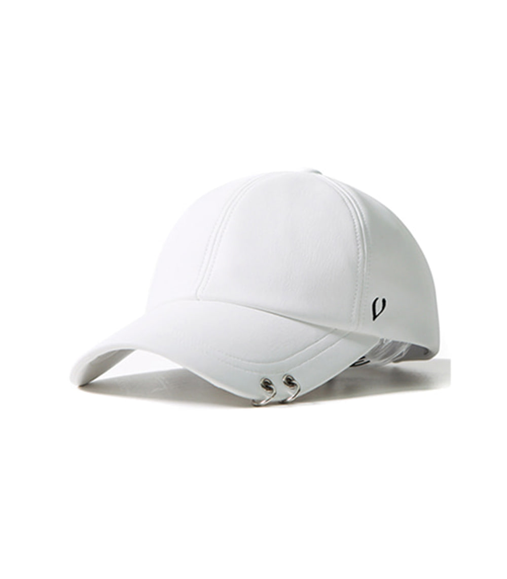 SOFT LEATHER TWIN RING BALL CAP (WHITE)
