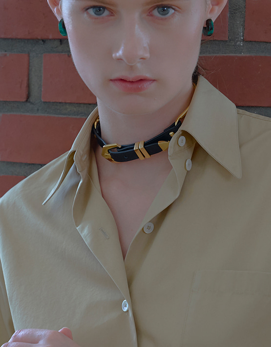 Gold Wire Leather Choker