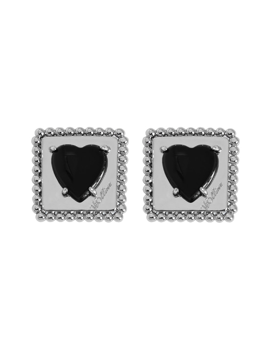 Square Heart Earrings_Silver