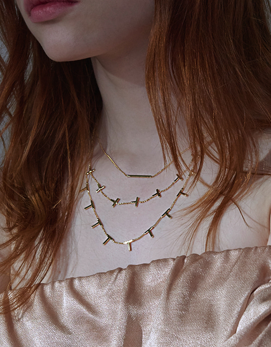 Vowel Lines Triple Layered Necklace