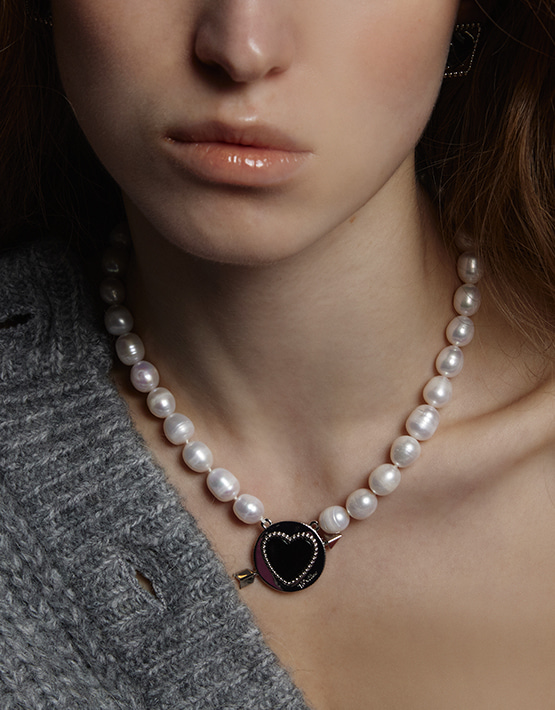 [샘플] Cupid Heart Pearl Necklace_Silver