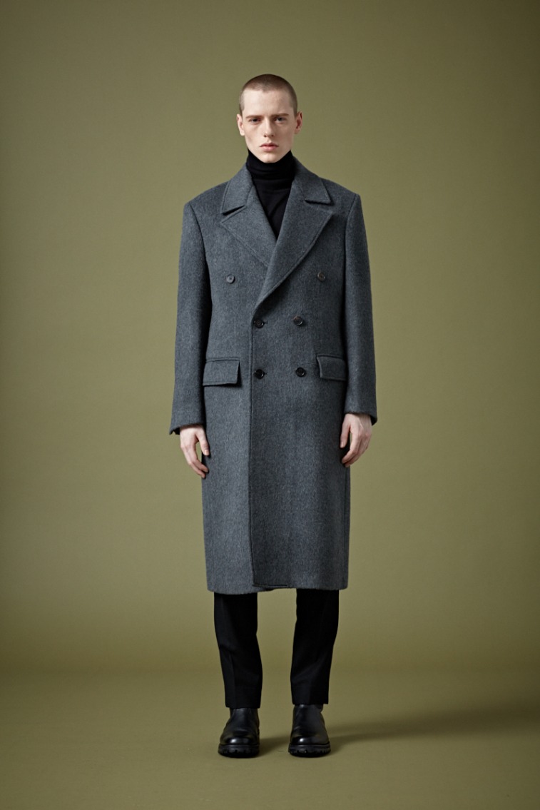 [206 HOMME BY JLDCLASSIC]LAMBS WOOL 100% ® LEGEND CHARCOAL-GREY DOUBLE LONG COAT(CT-275)