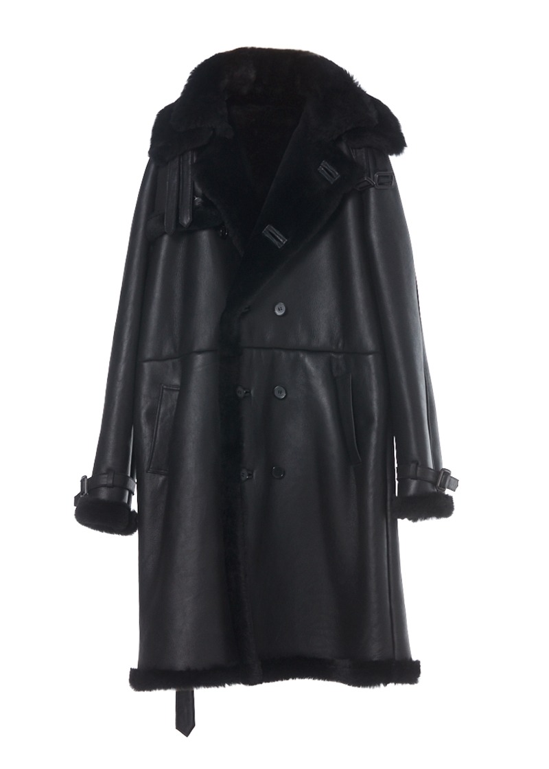 [206 HOMME BY JLDCLASSIC]TRENCH DOUBLE-COLLAR BLACK LONG MUSTANG(ITALY MUSTANG-100%)(남성용 + 여성용)(MS-069)