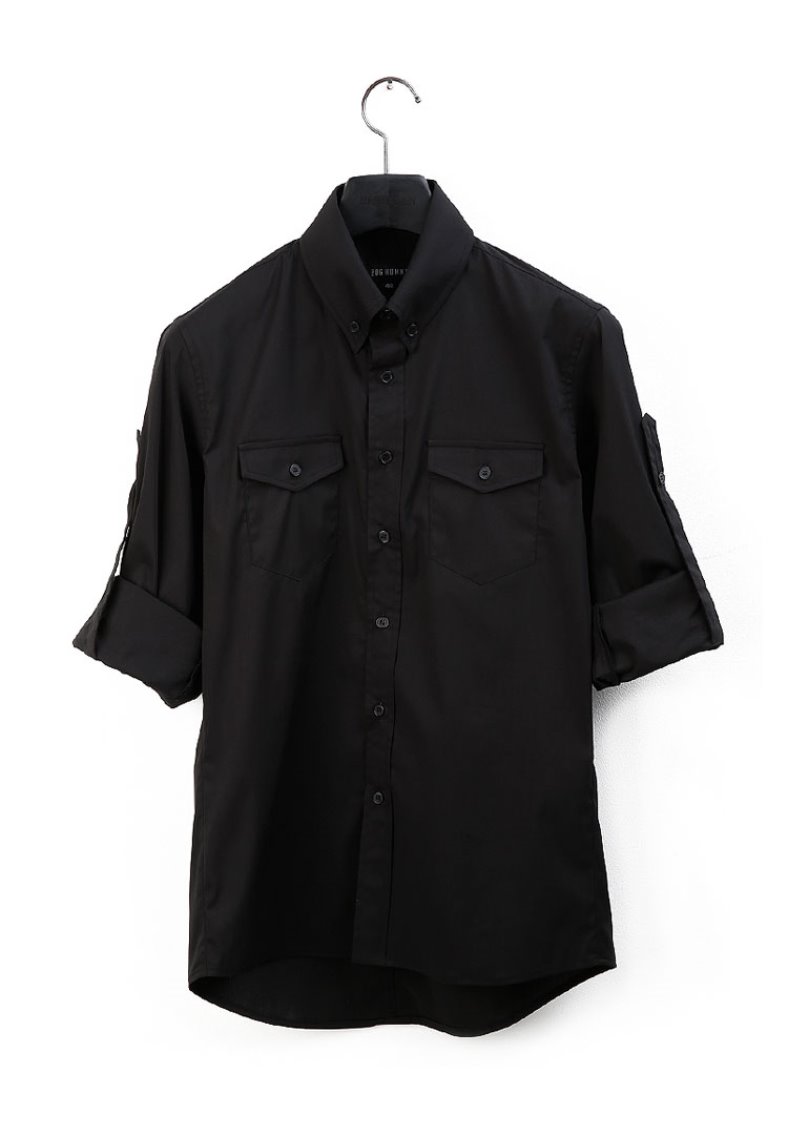 [206 HOMME]2019 S/S NEW COLLECTIONHYBRID BLACK 2-WAY SLEEVE SHIRTS(SH-105)