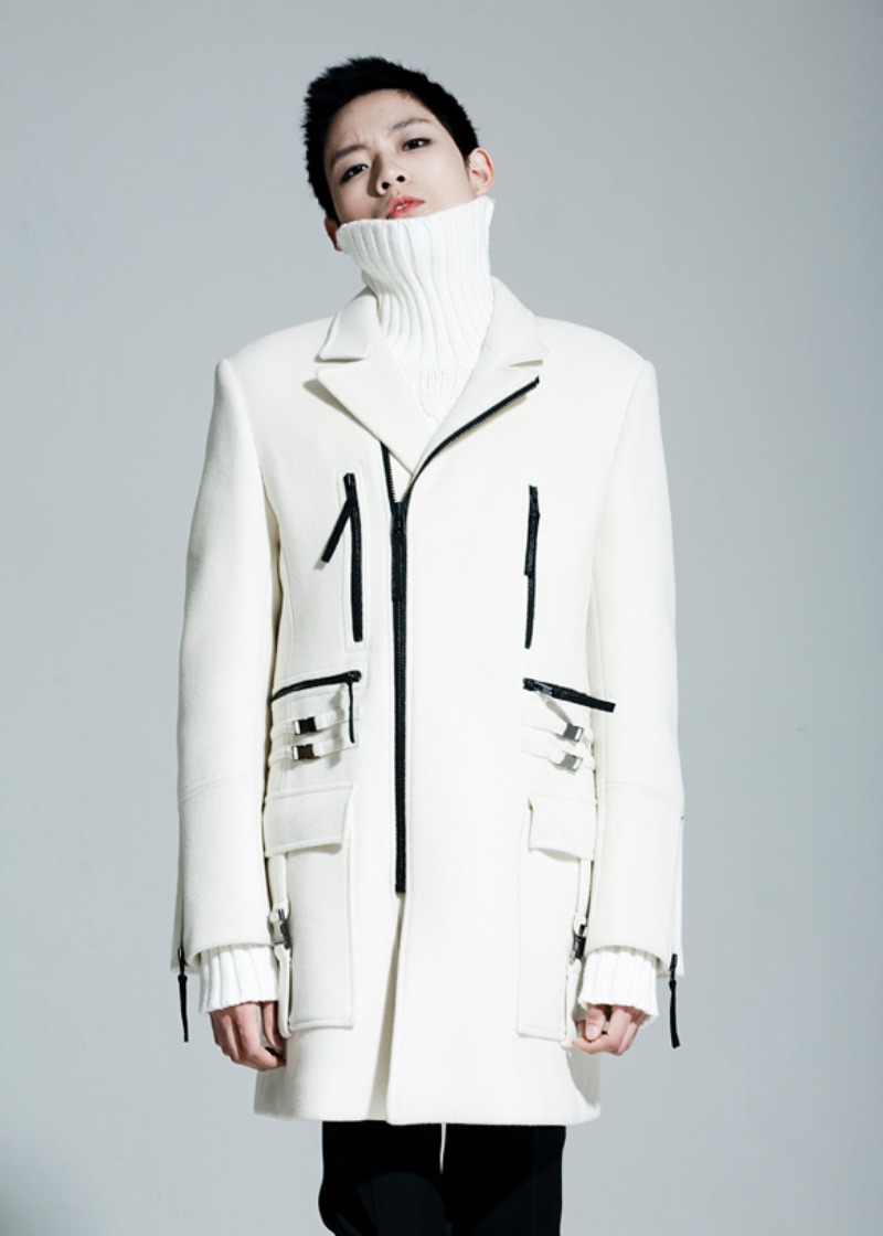 SEOUL COLLECTION&quot;CLIMBER CLASSIC&quot;WHITE-IVORY CASHMERE RIDER&#039;S COAT1244