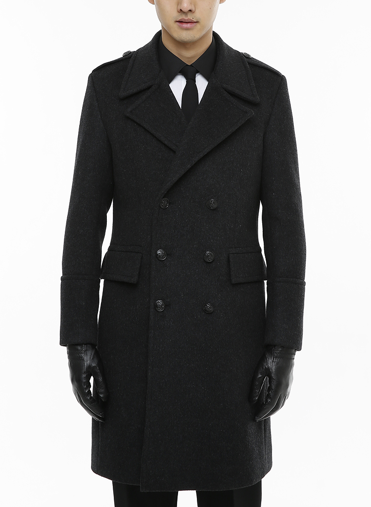 [206 HOMME BY JLDCLASSIC]BRITISH CHARCOAL  CASHMERE WOOL LONG COATMAN+WOMAN(CASHMERE 20% + WOOL 80%)(CT-041)