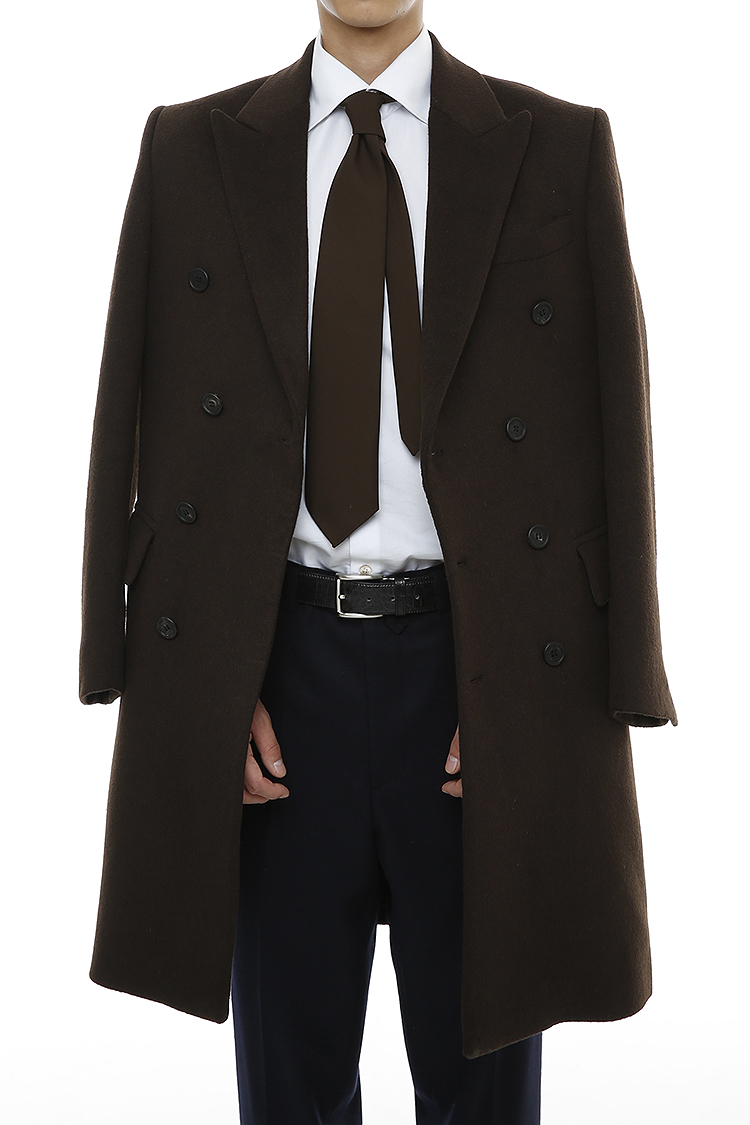 [206 HOMME]2014-15 F/W NEW COLLECTIONHAND-MADE™ DOUBLE BROWN WOOL LONG COAT(CASHMERE 20% + WOOL 80%)MAN + WOMAN(CT-090)