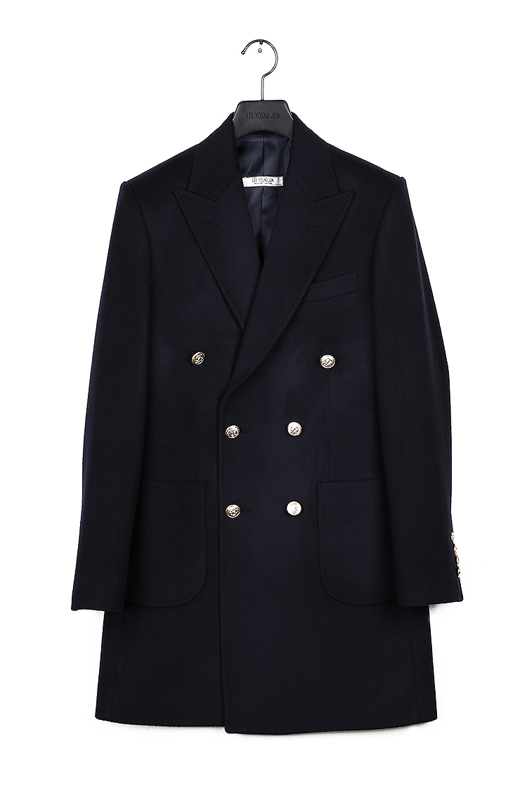 [206 HOMME]SEA MAN® HAND-MADE™ DEEP NAVY GOLD-BUTTON TAILORED DOUBLE COAT(CASHMERE WOOL 100%)MAN + WOMAN(CT-122)