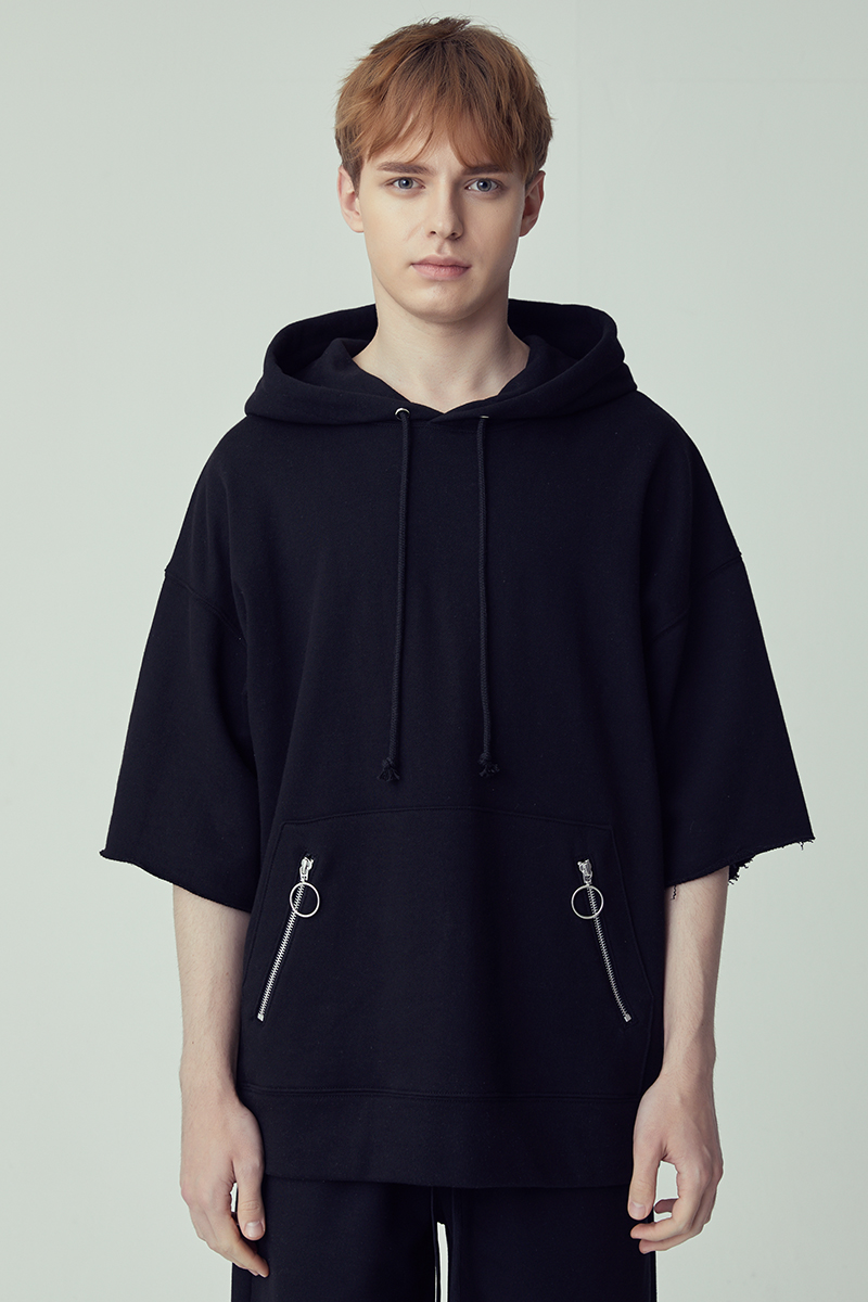 [206 HOMME]2019 S/S  NEW  COLLECTIONOVER-FIT™ O-RING ZIPPER BLACK HOODED(UNISEX)(18SSTH-019BK)▶{당일배송 + 쇼룸 바로구매가능}◀