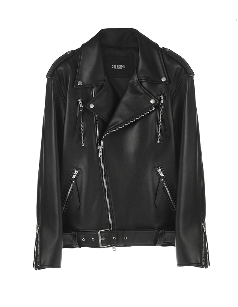 [206 HOMME by JLDCLASSIC]OVER-FIT™ LEATHER-STRING BELTED BIKER[빅스 &quot;홍빈&quot; 착용](LT-201)