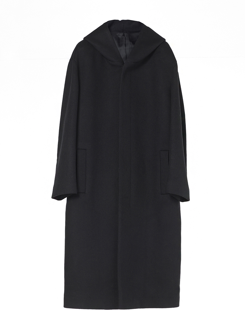 [206 HOMME BY JLDCLASSIC]HIGH-END™ OVERSIZE HOOD BLACK LONG COAT(WOOL 100%)(CT-222)[양세종 &quot;공항패션&quot; 협찬]