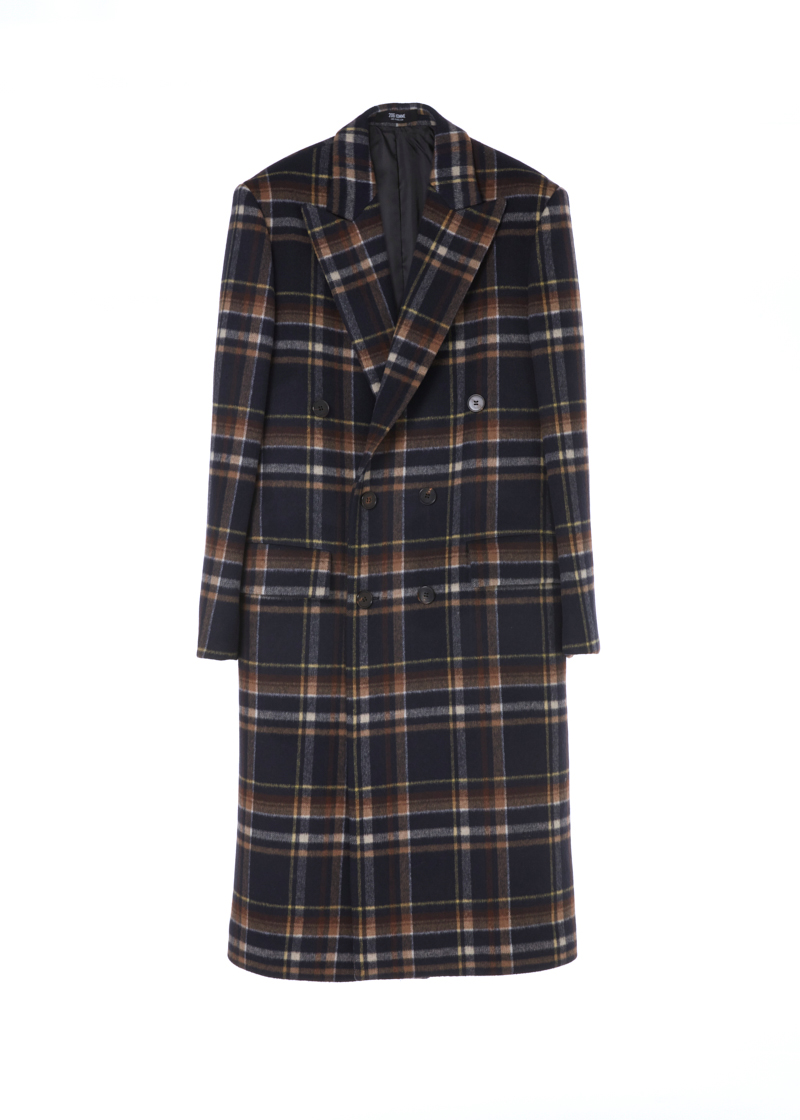 [206 HOMME]2019-20 F/W NEW COLLECTIONSPECIAL CHECK NAVY DOUBLE LONG COAT(CT-238)