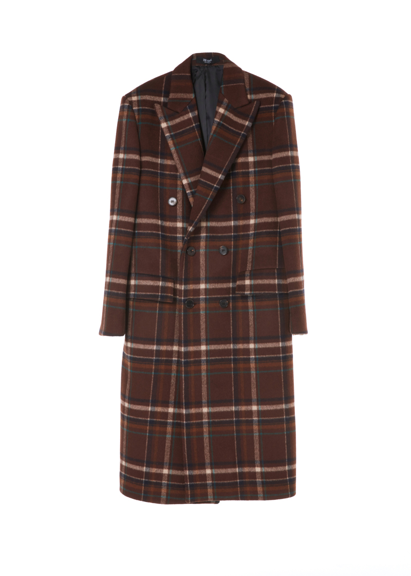 [206 HOMME]2019-20 F/W NEW COLLECTIONSPECIAL CHECK BROWN DOUBLE LONG COAT(CT-237)
