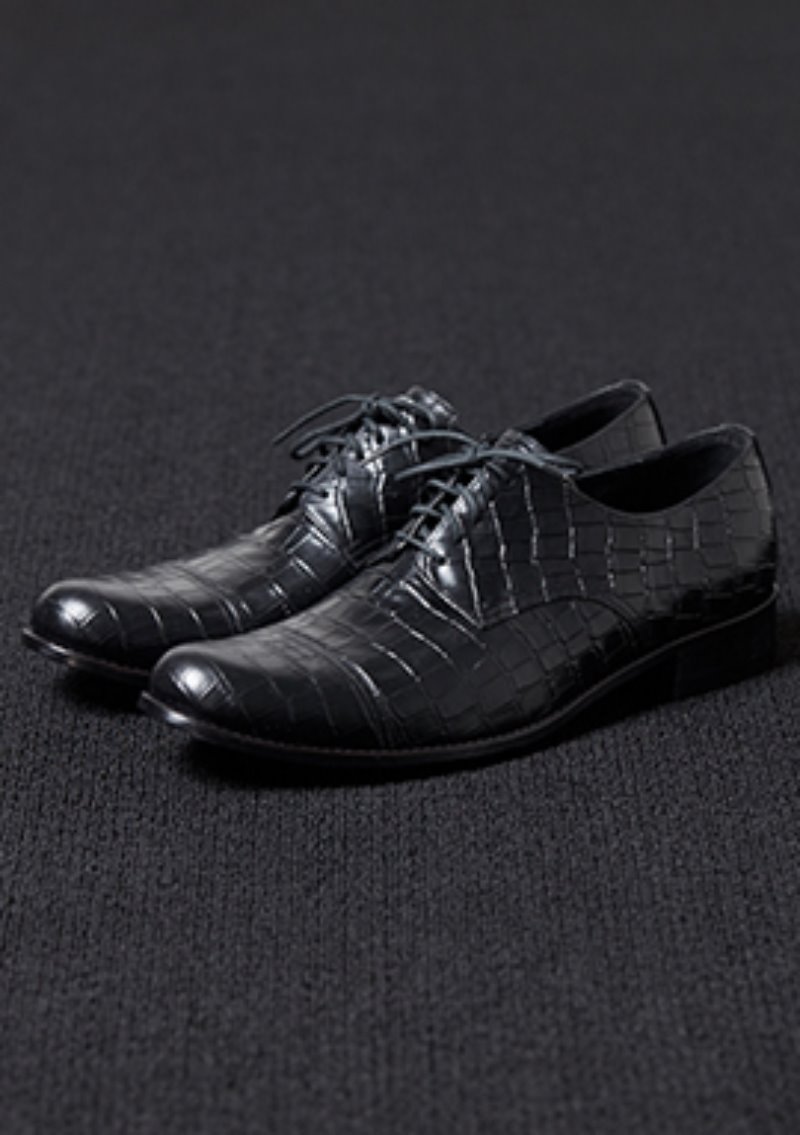 [206 HOMME]2020 S/S NEW COLLECTIONALLIGATOR PATTERN BLACK LEATHER DERBY SHOES(LEATHER 100%)(남성용 + 여성용)(SS-058)