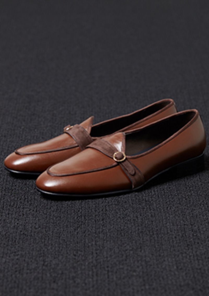 [206 HOMME]2020 S/S NEW COLLECTIONUNIQUE MONKSTRAPS BROWN LOAFERS(LEATHER 100%)(남성용 + 여성용)(SS-062)