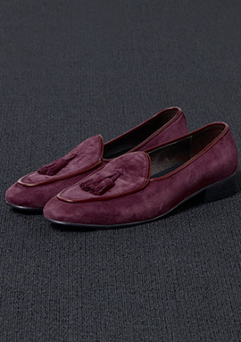 [206 HOMME]2020 S/S NEW COLLECTIONSHAWL DECORATION BURGUNDY-WINE SUEDE LOAFERS(SUEDE 100%)(남성용 + 여성용)(SS-068)