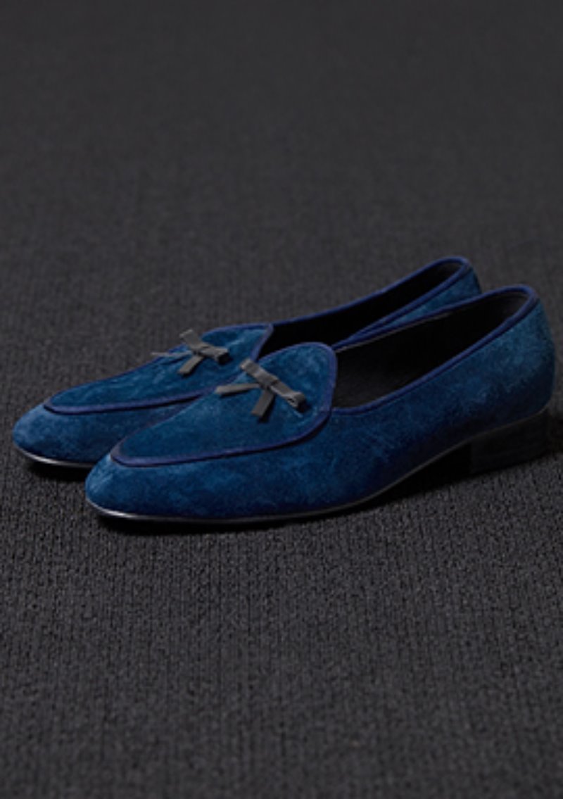 [206 HOMME]2020 S/S NEW COLLECTIONBLUE SUEDE RIBBON DECORATION LOAFERS(SUEDE 100%)(남성용 + 여성용)(SS-067)