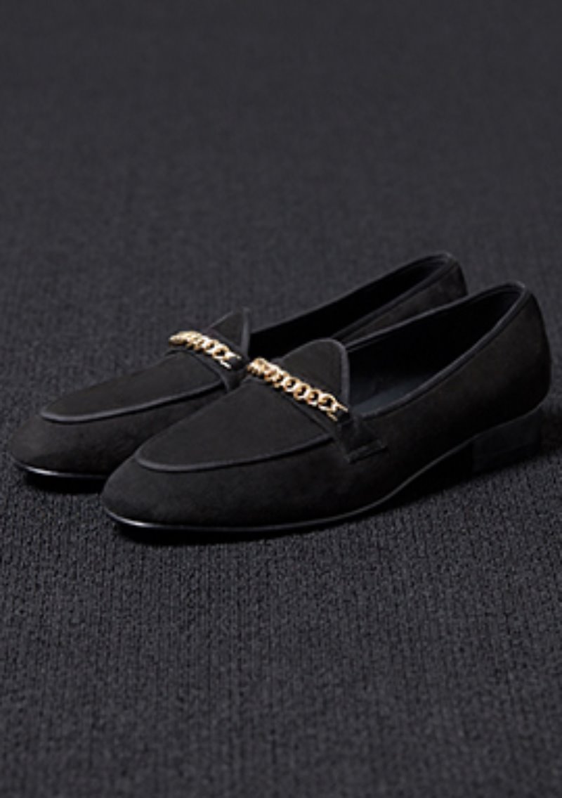 [206 HOMME]2020 S/S NEW COLLECTIONGOLD-CHAIN SUEDE BLACK LOAFERS(SUEDE 100%)(남성용 + 여성용)(SS-065)