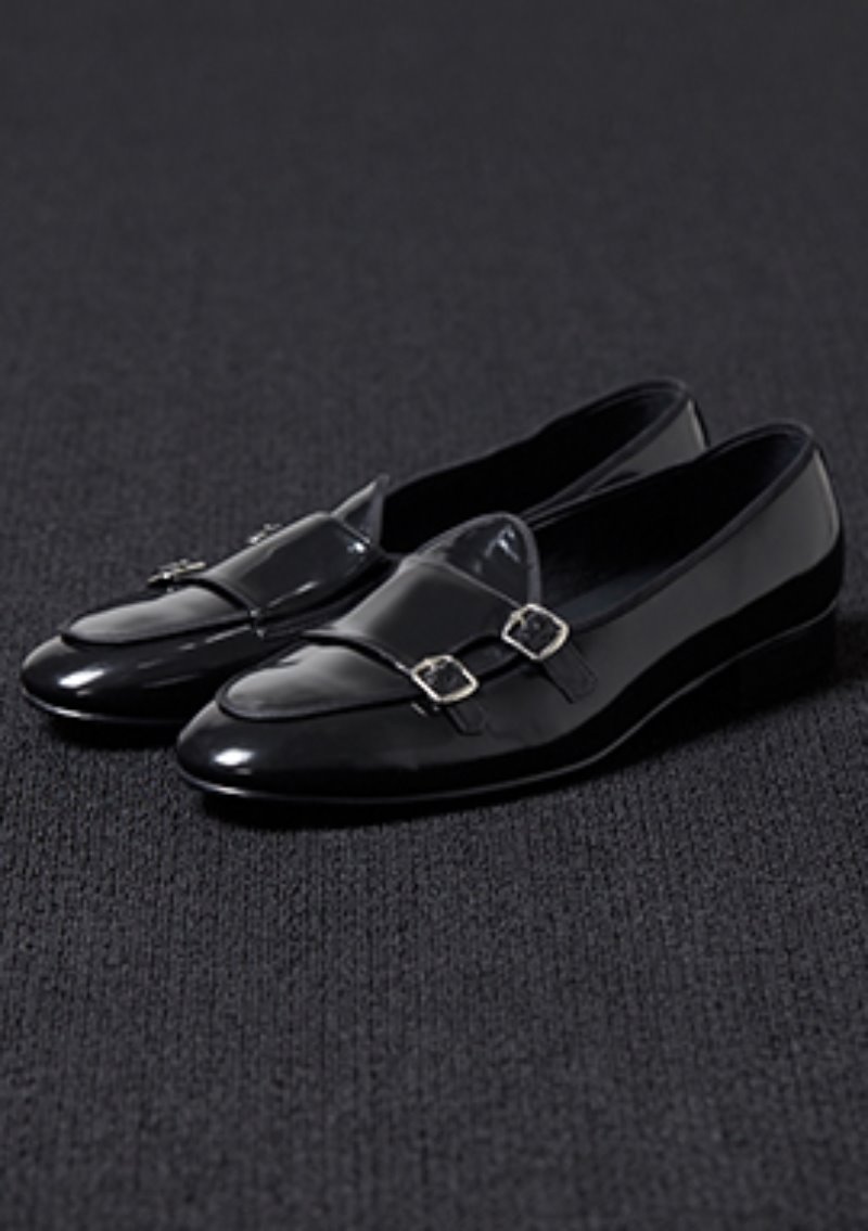 [206 HOMME]2020 S/S NEW COLLECTION2019 S/S NEW COLLECTIONMONKSTRAPS BLACK LEATHER LOAFERS(LEATHER 100%)(남성용 + 여성용)(SS-060)
