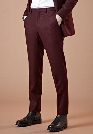 [206 HOMME]2020 S/S NEW COLLECTIONCONTEMPORARY BURGUNDY-WINE WOOL PANTS(최고급 봄 가을용 울100% 원단)(WOOL 100%)(BT-133)