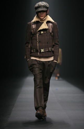 2008-09 F/W SEOUL COLLECTION&quot;CLIMBER CLASSIC&quot;FUR CHECK-BROWN PEA COAT[296]