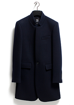 [206 HOMME]NAVY CHINA-COLLAR CASHMERE WOOL COATMAN+WOMAN(CASHMERE 20% + WOOL 80%)(CT-074)