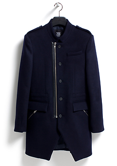 [206 HOMME]NAVY LEATHER ZIPPER WOOL CT(WOOL 100% + LEATHER 100%)(CT-016)