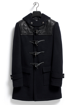 [206 HOMME premium]BLACK CASHMERE LEATHER DUFFLE COAT(WOOL 100% + LEATHER 100%)(CT-027)