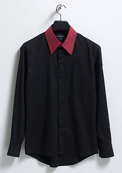 [206 HOMME]2020 S/S NEW COLLECTION&quot;HYBRID&quot;STRIPE-COLLAR RED BLACK SHIRTS(SH-082)