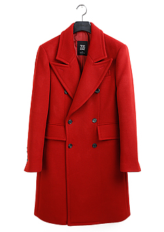 [206 HOMME BY JLDCLASSIC]RED CASHMERE WOOL DOUBLE PEA COATMAN+WOMAN(CASHMERE 20% + WOOL 80%)(CT-063)
