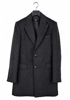 [206 HOMME]PEAKED-LAPEL CASHMERE WOOL CHARCOL COATMAN+WOMAN(CASHMERE 20% + WOOL 80%)(CT-071)